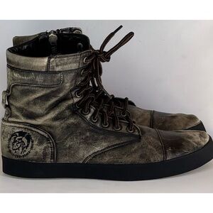Diesel Distressed Leather Basket Butch Zippy Boots 11 mens stylish dress sneaker